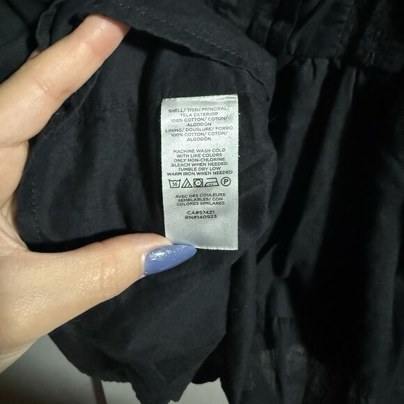 Loft Women Puff Sleeve Tier Square Neck Boho Lace Pintuck Front Black Medium - Picture 5 of 6